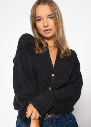 Cardigan mit V-Ausschnitt - schwarz