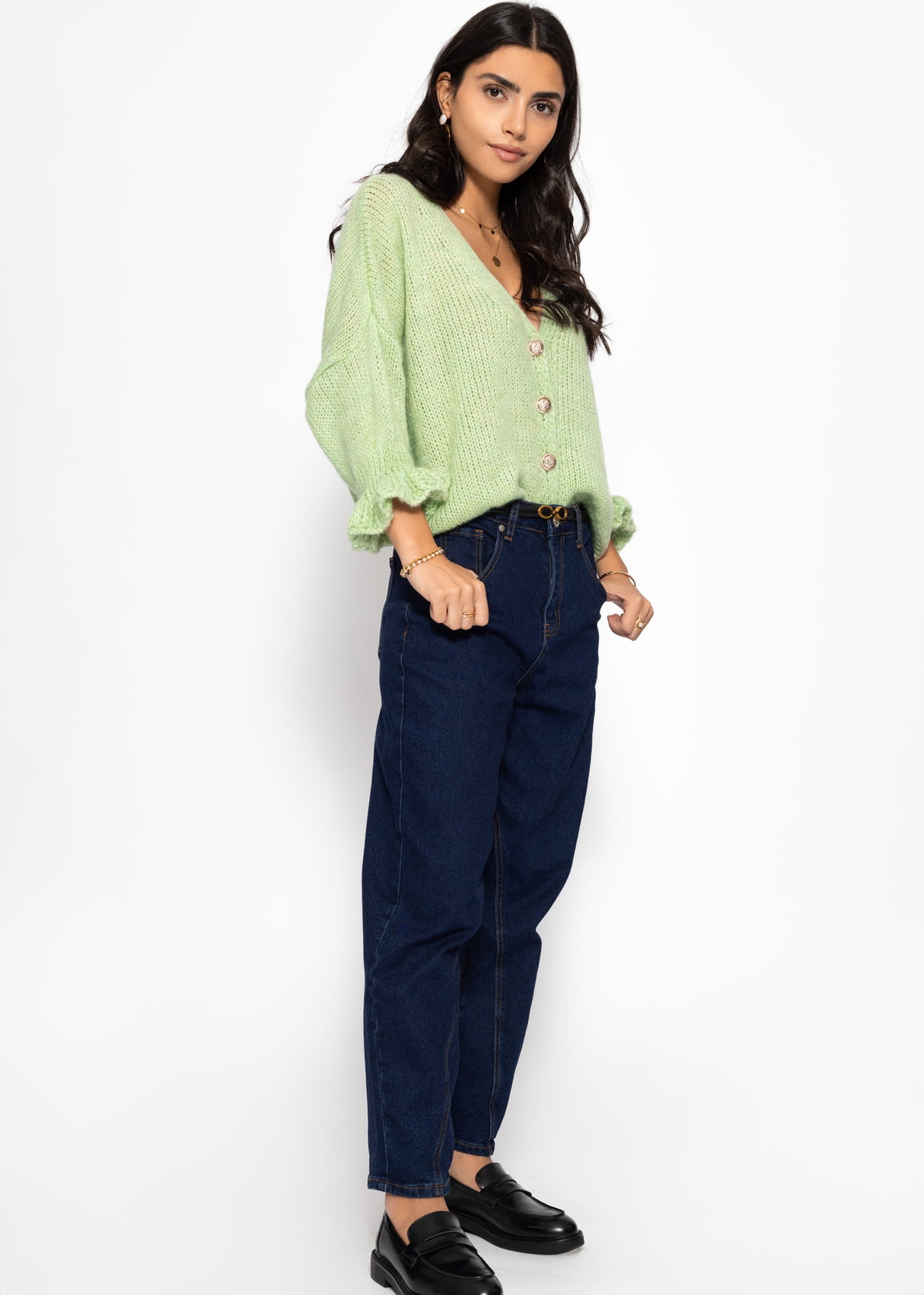 Cardigan mit 3/4-Ärmeln - grün