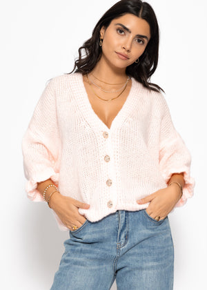 Cardigan mit 3/4-Ärmeln - rosa