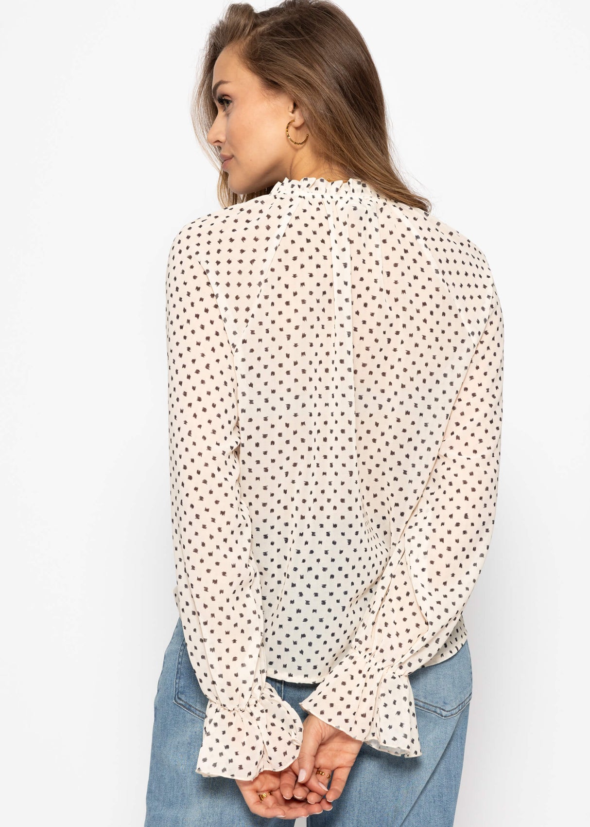 Chiffon blouse with print - beige
