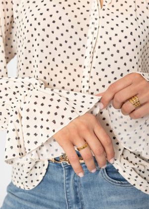 Chiffon blouse with print - beige