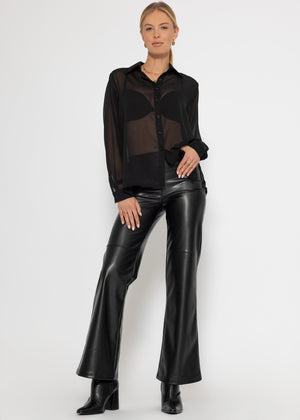 Chiffon blouse with structure - black
