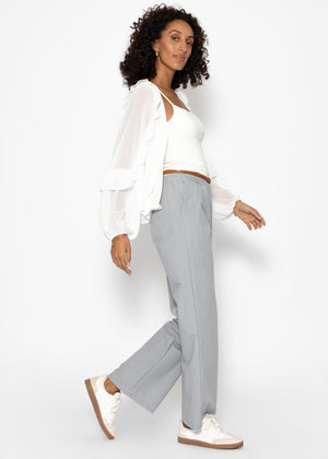 Chiffon blouse with flounces - off-white