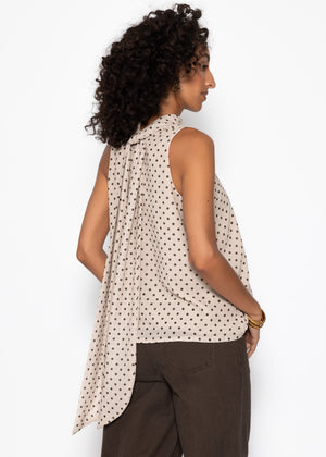 Chiffon Top mit Punkten - beige