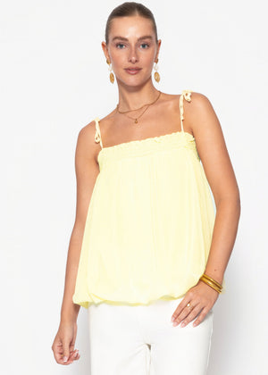 Chiffon Top mit Spaghettiträgern - buttergelb