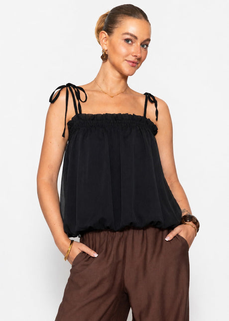 Chiffon Top mit Spaghettiträgern - schwarz von SASSYCLASSY