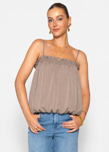 Chiffon Top mit Spaghettiträgern - taupe