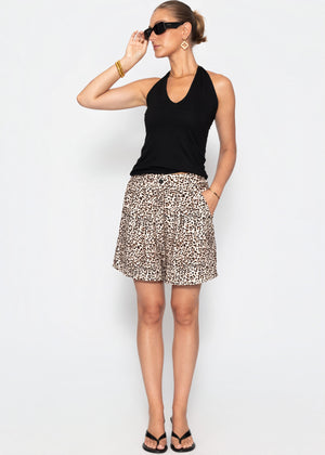 City Bermudashorts mit Leo-Print - beige