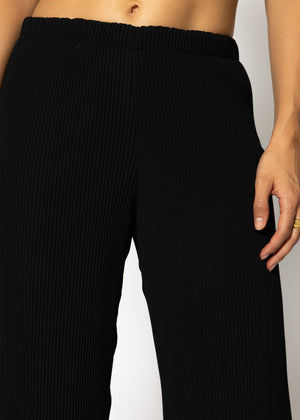 Plissee Hose mit weitem Bein - schwarz