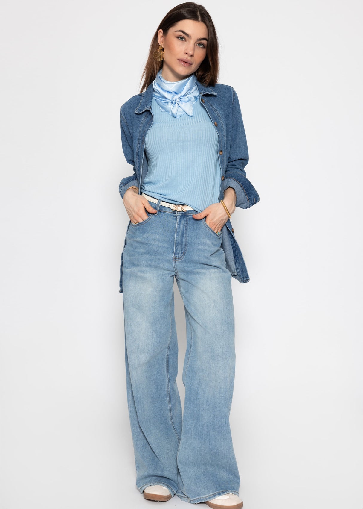 Ripp-Shirt - hellblau