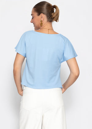 Crop Shirt mit Flügelärmel - hellblau
