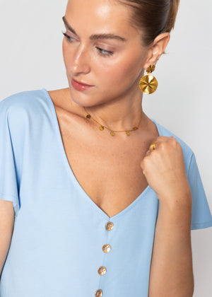Crop Shirt mit Flügelärmel - hellblau