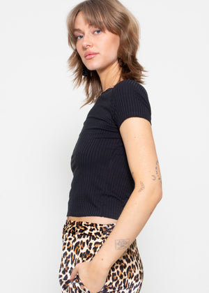Crop-Shirt, schwarz