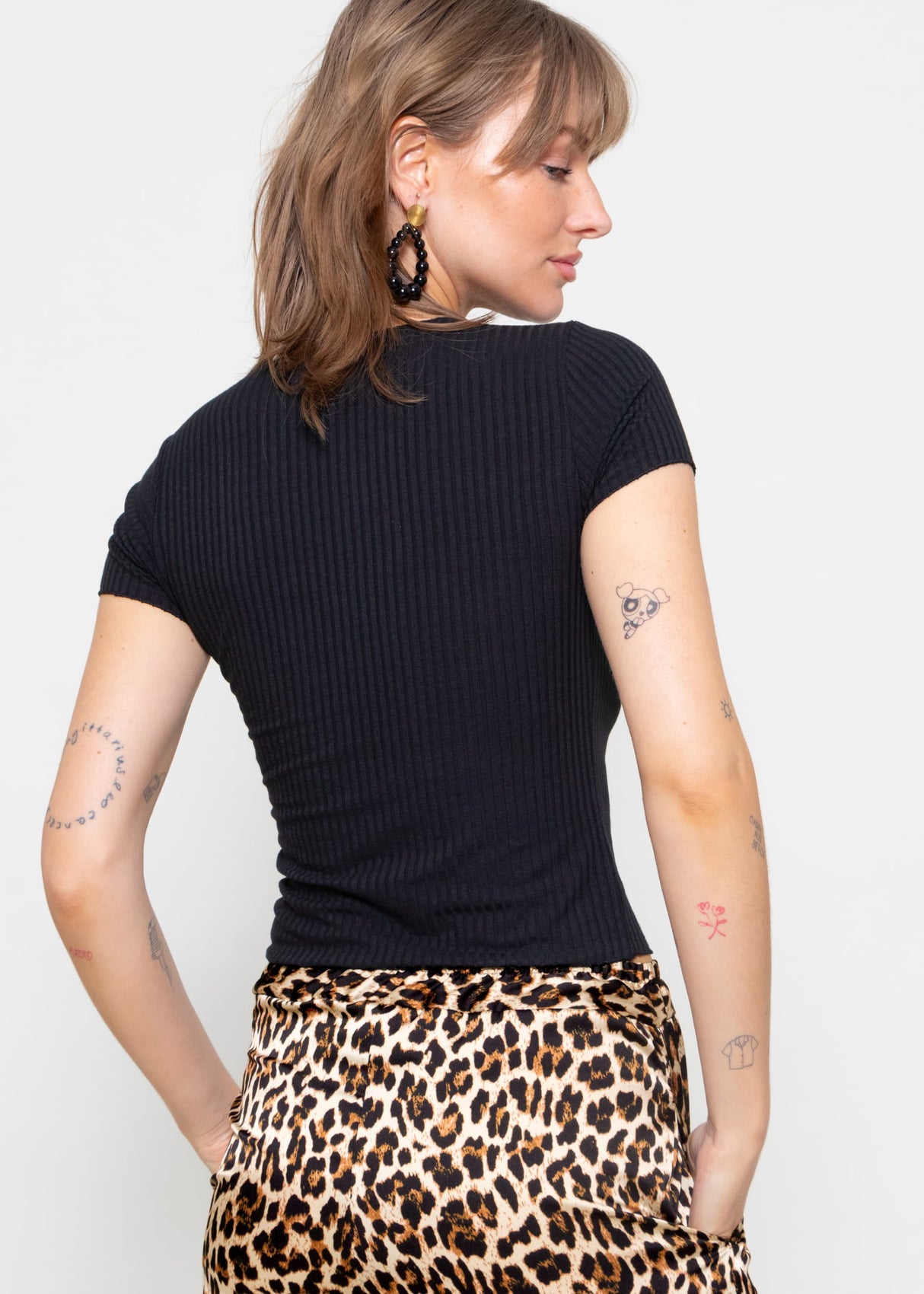Crop-Shirt, schwarz