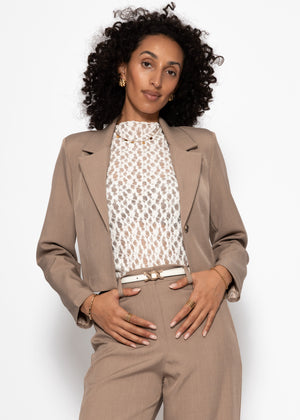 Cropped Blazer - dunkelbeige