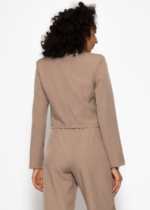 Cropped Blazer - dunkelbeige