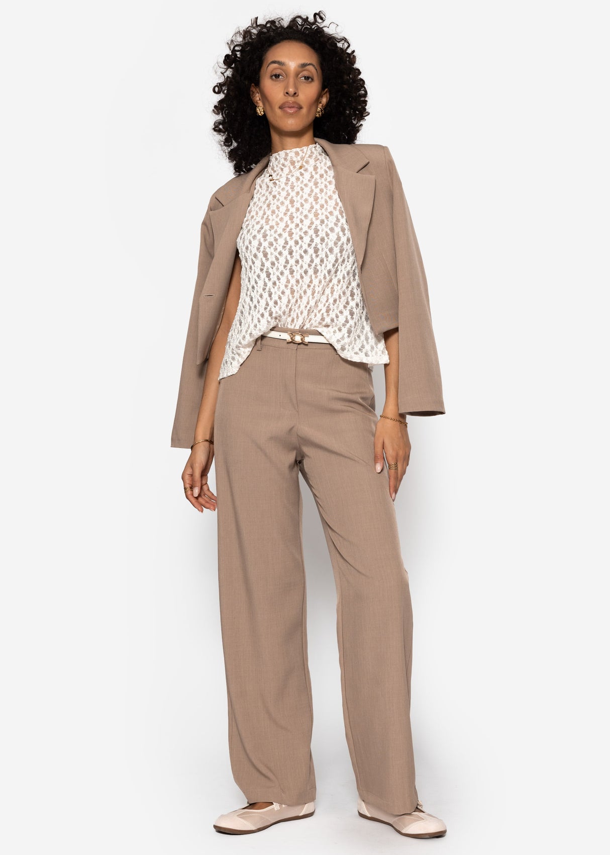 Cropped Blazer - dunkelbeige