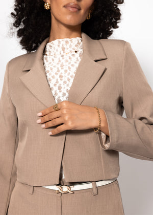 Cropped Blazer - dunkelbeige