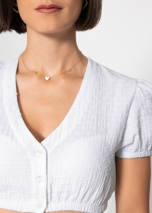 Dirndl blouse made of muslin with embroidery and puff sleeves - white