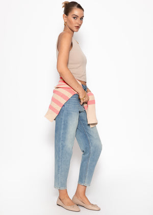 Double -layer, ribbed tank top - beige