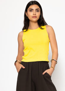 Double -layer, ribbed tank top - yellow