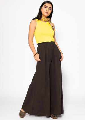 Double -layer, ribbed tank top - yellow