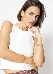 Double-layered, ribbed tank top - offwhite