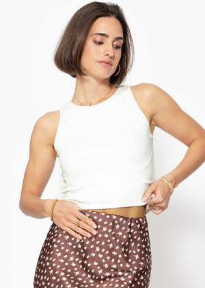 Doppellagiges, geripptes Tank Top - offwhite