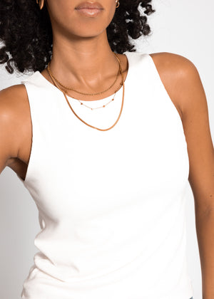 Double-layered, ribbed tank top - offwhite