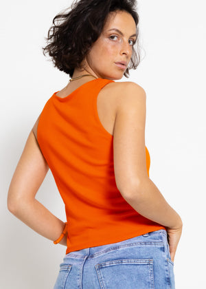 Double-layer ribbed tank top - orange