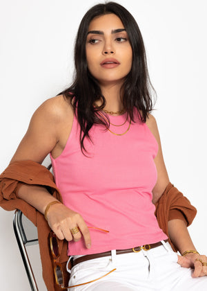 Double -layer, ribbed tank top - pink