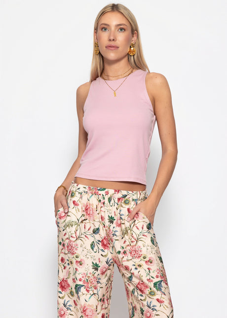 Doppellagiges, geripptes Tank Top - rosa von SASSYCLASSY
