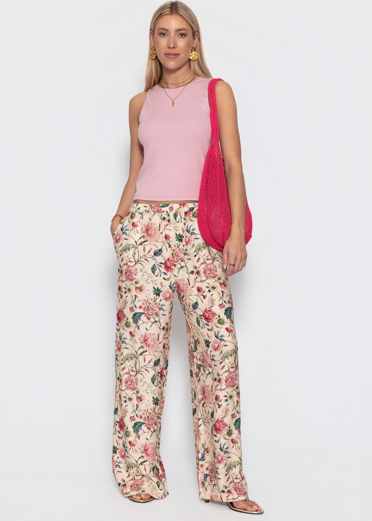 Doppellagiges, geripptes Tank Top - rosa