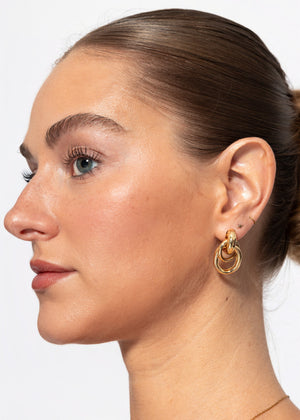 Doppelring Ohrring - gold