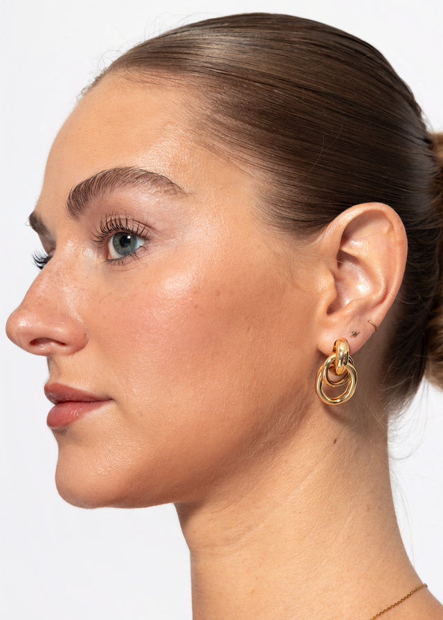 Double ring earrings - gold