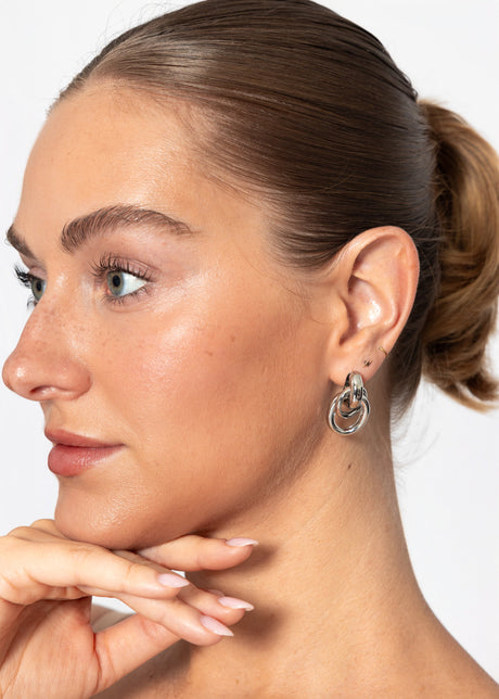 Double ring earrings - silver
