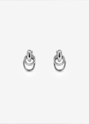 Doppelring Ohrring - silber