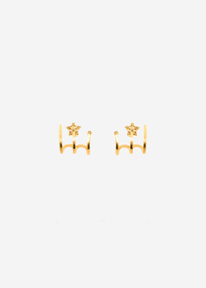 Dreier Creolen mit Glitzerstein - gold