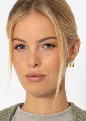 Dreier Creolen mit Glitzerstein - gold