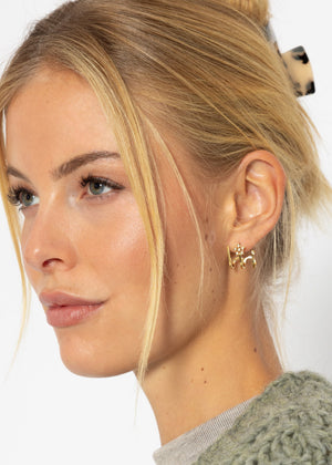Dreier Creolen mit Glitzerstein - gold
