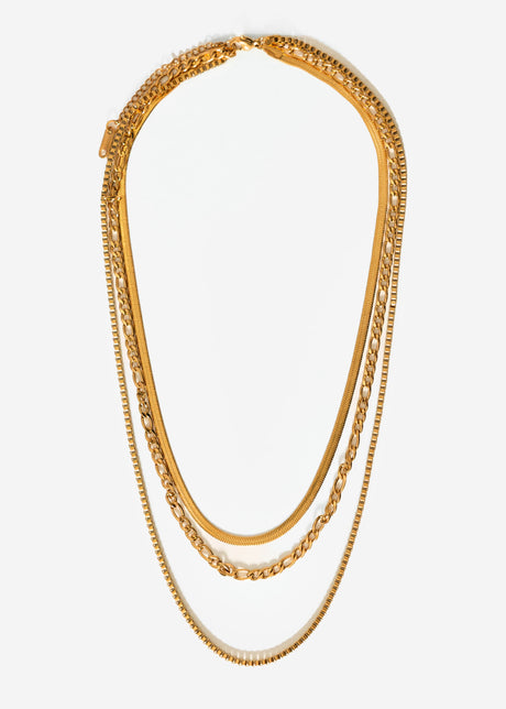 Dreilagiges Halsketten Set - gold von SASSYCLASSY