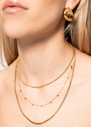 Dreifaches Halsketten-Set - gold