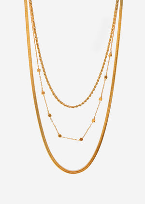 Dreifaches Halsketten-Set - gold