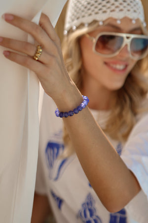 Elastisches Naturstein-Armband - blau