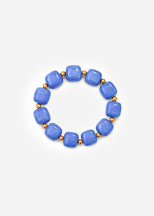 Elastisches Perlenarmband mit gold Akzenten - blau