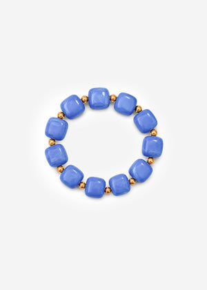 Elastisches Perlenarmband mit gold Akzenten - blau