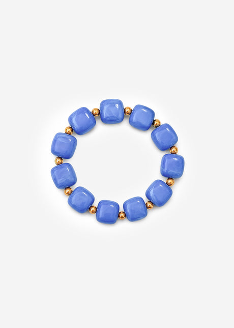 Elastisches Perlenarmband mit gold Akzenten - blau by SASSYCLASSY