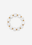 Elastisches Perlenarmband mit gold Akzenten - weiß