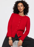 Feinstrickjacke mit Bogenkante - rot