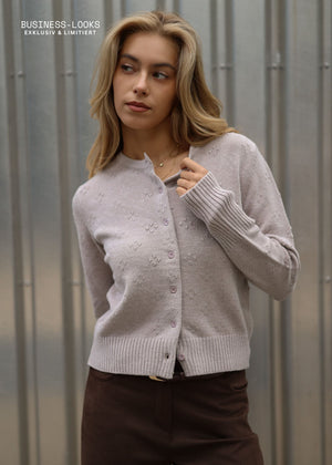 Feinstrickjacke mit Strukturmuster - grau